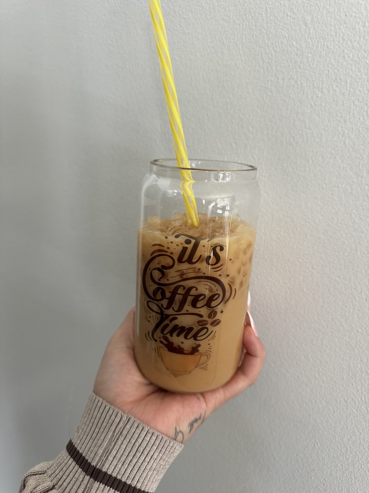 IT'S COFFEE TIME GLASS CUP